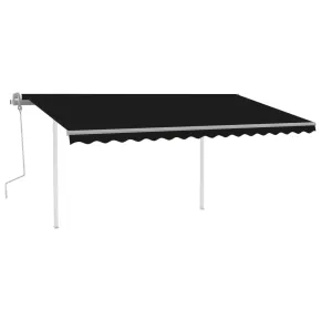 Copertină retractabilă manual cu LED - Antracit 4,5x3 m 2