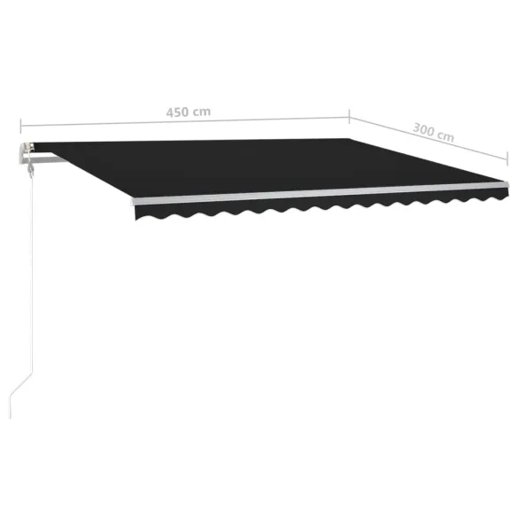Copertină retractabilă manual cu LED - Antracit 4,5x3 m