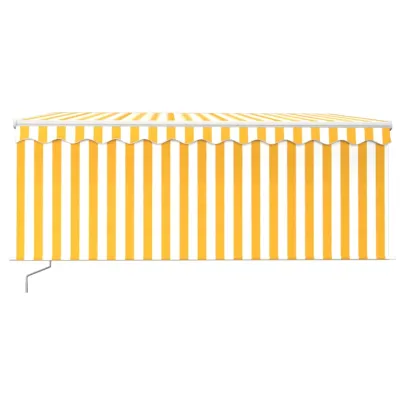 Copertină Retractabilă Manuală cu Stor - Galben&Alb 3,5x2,5m