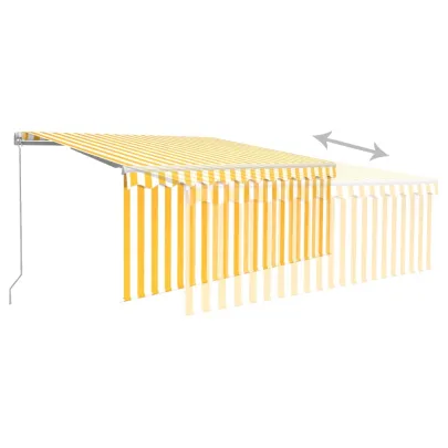 Copertină Retractabilă Manuală cu Stor - Galben&Alb 3,5x2,5m