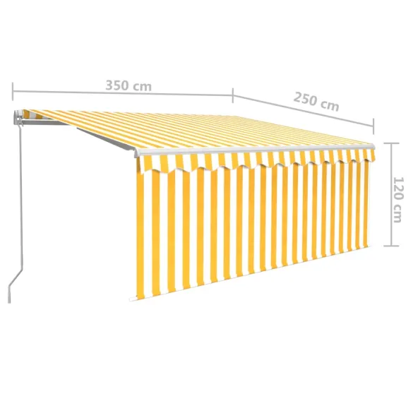 Copertină Retractabilă Manuală cu Stor - Galben&Alb 3,5x2,5m