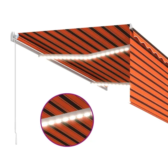 Copertină retractabilă manual stor portocaliu-maro 3,5x2,5 m