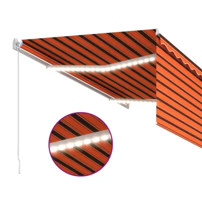 Copertină retractabilă manual stor portocaliu-maro 3,5x2,5 m