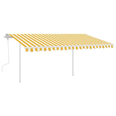 Copertină Retractabilă Manuală 4.5x3m - Galben/Alb | Livrare Gratuită
