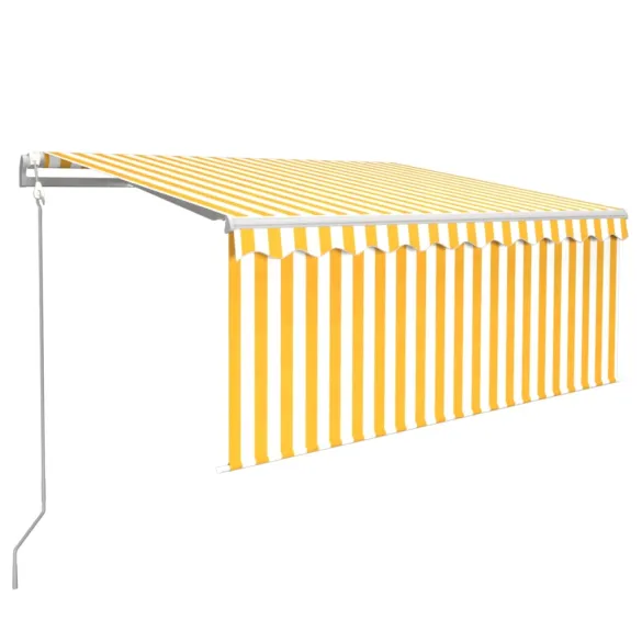 Copertină Retractabilă Automată cu Stor - Galben/Alb 350x250cm