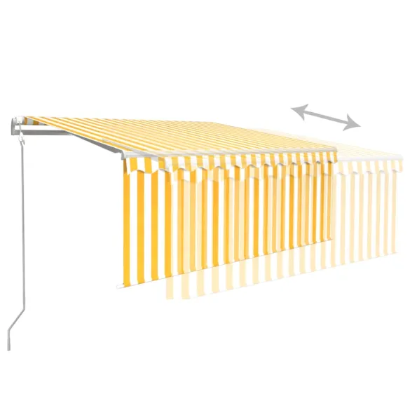 Copertină Retractabilă Automată cu Stor - Galben/Alb 350x250cm