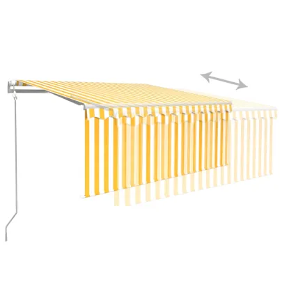 Copertină Retractabilă Automată cu Stor - Galben/Alb 350x250cm