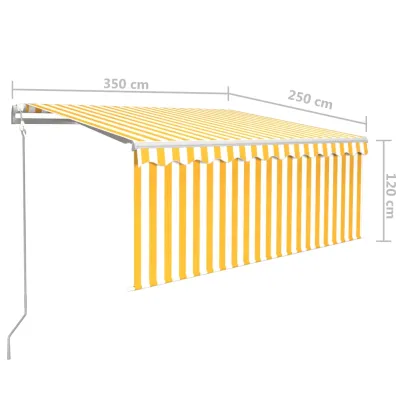 Copertină Retractabilă Automată cu Stor - Galben/Alb 350x250cm