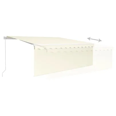 Copertină retractabilă manual cu stor crem 4x3 m - Livrare gratuită