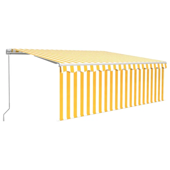 Copertină Retractabilă Manuală cu Stor 4x3m - Galben/Alb