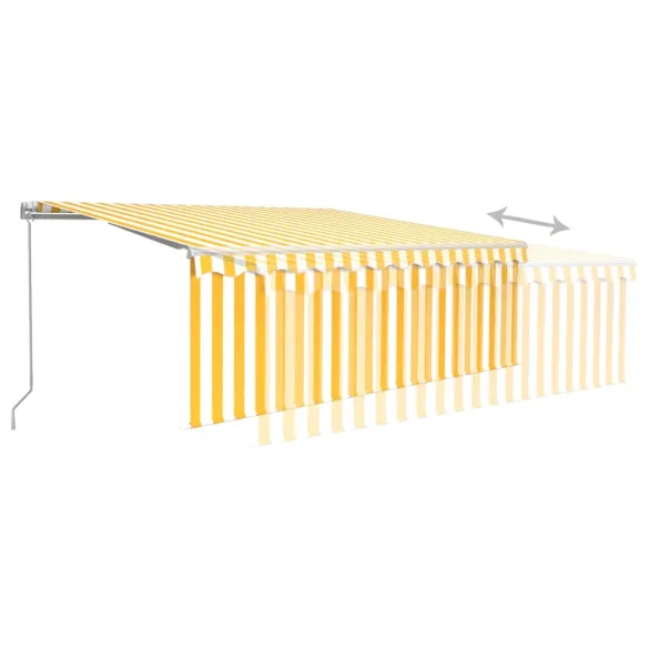 Copertină Retractabilă Manuală cu Stor 4x3m - Galben/Alb