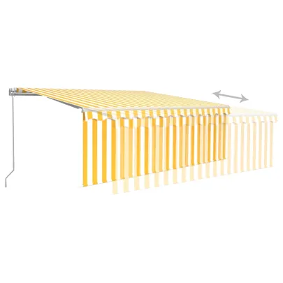 Copertină Retractabilă Manuală cu Stor 4x3m - Galben/Alb