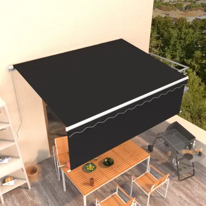 Copertină retractabilă manual cu stor antracit 4x3 m