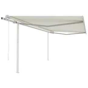 Copertină Automată Retractabilă cu Stâlpi - 4x3 m - Crem