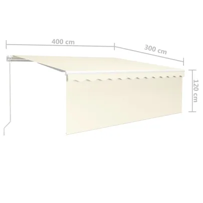 Copertină retractabilă manual cu stor și LED - crem 4x3m