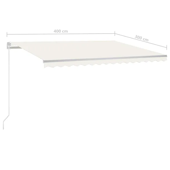 Copertină Automată Retractabilă cu Stâlpi - 4x3 m - Crem