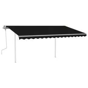 Copertină Retractabilă Manual cu LED - Antracit 4x3 m 2