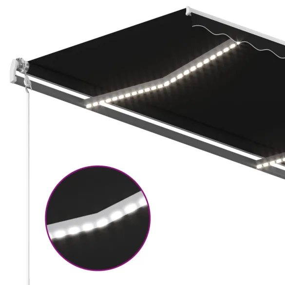 Copertină Retractabilă Manual cu LED - Antracit 4x3 m