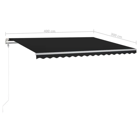 Copertină Retractabilă Manual cu LED - Antracit 4x3 m