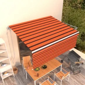 Copertină Retractabilă Automată cu Stor 4x3m - Portocaliu/Maro