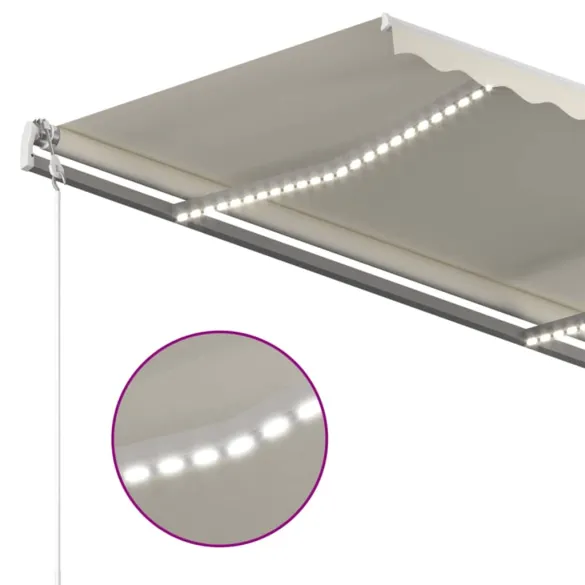 Copertină retractabilă manual cu LED - 4x3 m - Livrare gratuită