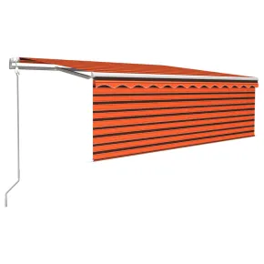 Copertină Retractabilă Automată cu Stor 4x3m - Portocaliu/Maro 2