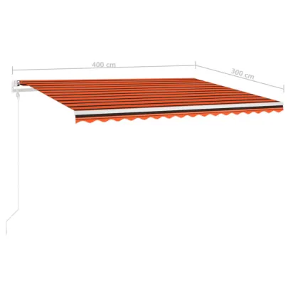 Copertină Retractabilă Manuală Portocaliu/Maro 4x3m