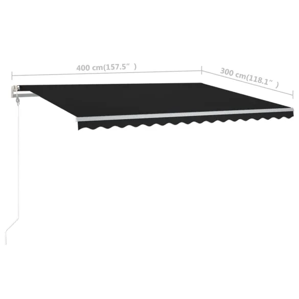 Copertină retractabilă manual cu stâlpi - Antracit 4x3 m