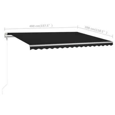 Copertină retractabilă manual cu stâlpi - Antracit 4x3 m