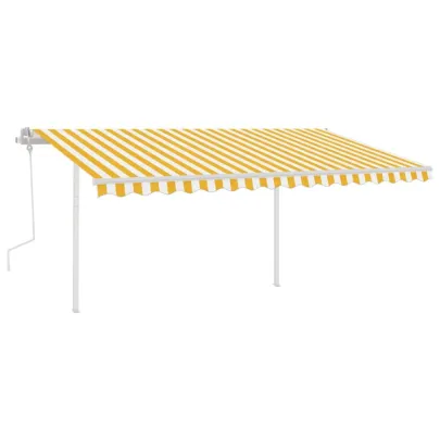 Copertină Retractabilă Manual cu Stâlpi 4x3m - Galben/Alb