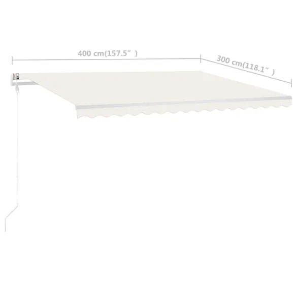 Copertină retractabilă manual cu stâlpi - 4x3 m