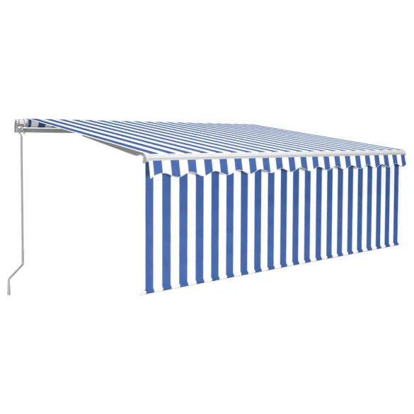 Copertină retractabilă manuală 4,5x3 m cu stor - Albastru&Alb