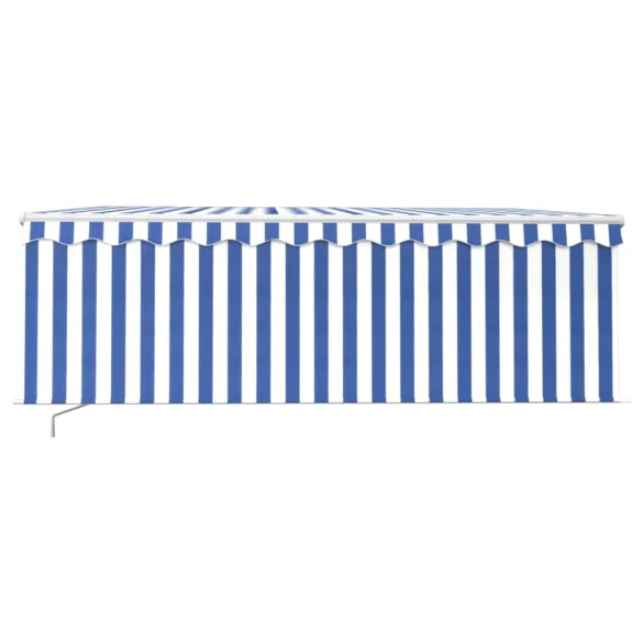 Copertină retractabilă manuală 4,5x3 m cu stor - Albastru&Alb