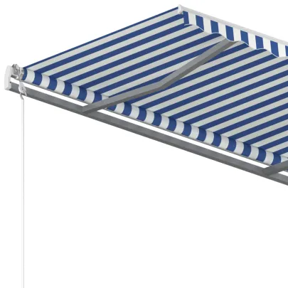 Copertină Retractabilă Manuală 4x3 m - Albastru/Alb