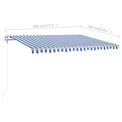 Copertină Retractabilă Manuală 4x3 m - Albastru/Alb