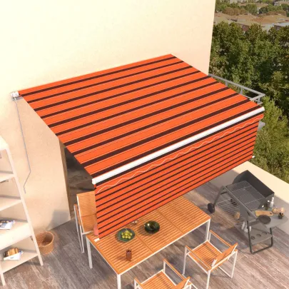 Copertină Retractabilă Manual cu Stor 4,5x3 m - Portocaliu