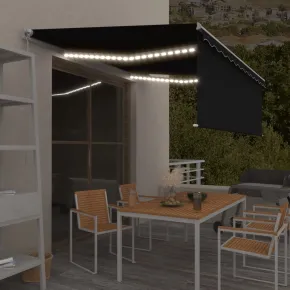 Copertină retractabilă manual cu LED și stor - Antracit