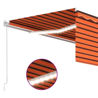 Copertină retractabilă manual cu LED și stor 4,5x3 m