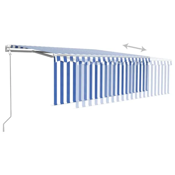 Copertină Retractabilă Automată cu Stor - 4,5x3 m - Albastru/Alb