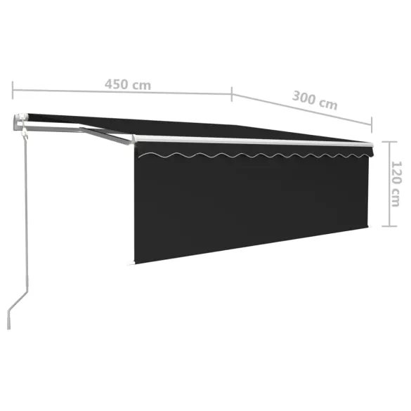 Copertină Retractabilă Automată cu Stor Antracit 4,5x3 m