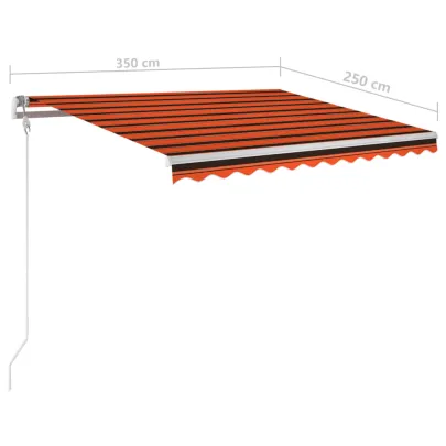 Copertină Retractabilă Manuală 3,5x2,5m - Portocaliu/Maro