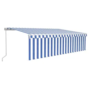 Copertină Retractabilă Manuală cu Stor 5x3m - Albastru&Alb 2