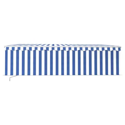 Copertină Retractabilă Manuală cu Stor 5x3m - Albastru&Alb
