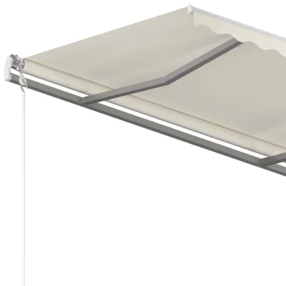 Copertină retractabilă manual cu stâlpi - Crem 3,5x2,5 m