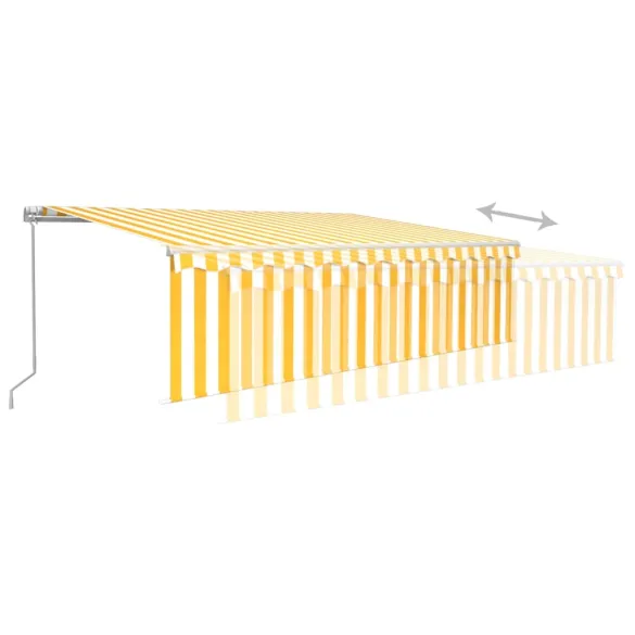 Copertină Retractabilă Manuală cu Stor 5x3m - Galben/Alb