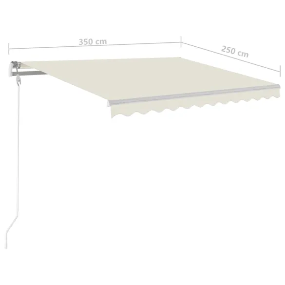 Copertină retractabilă manual cu stâlpi - Crem 3,5x2,5 m