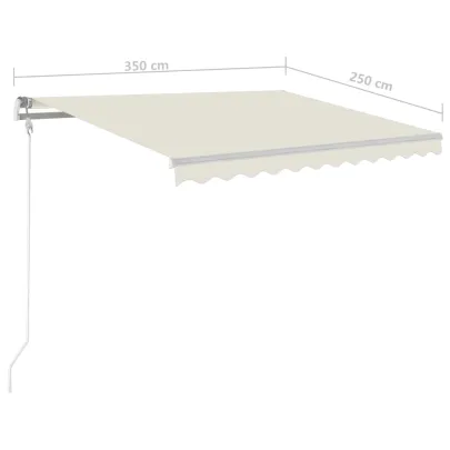 Copertină retractabilă manual cu stâlpi - Crem 3,5x2,5 m
