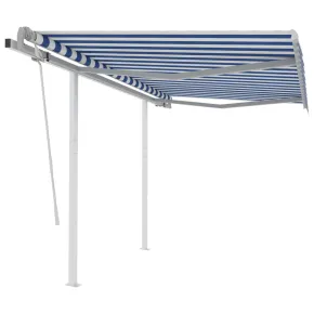 Copertină retractabilă manual 3,5x2,5 m - Albastru/Alb