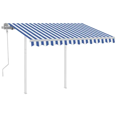 Copertină retractabilă manual 3,5x2,5 m - Albastru/Alb