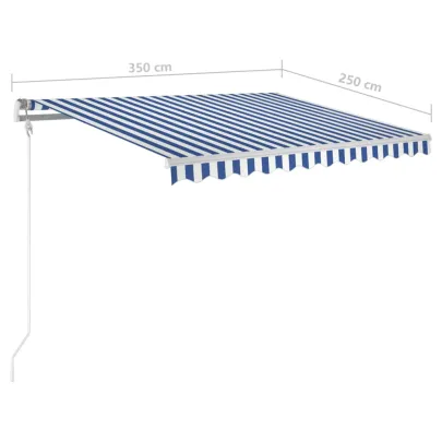 Copertină retractabilă manual 3,5x2,5 m - Albastru/Alb